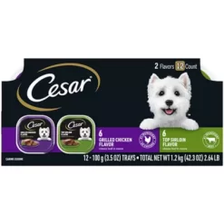 Cesar Wet Dog Food Classic Loaf In Sauce Top Sirloin & Grilled Chicken Flavors Variety Pk., (12) 3.5 Oz.
