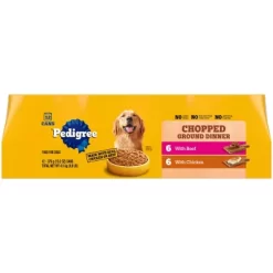 Pedigree E Chopped Adult Ground Minced Beef And Chicken Wet Dog Food Variety Pack, 13.2 Oz. Can, Pack Of 12