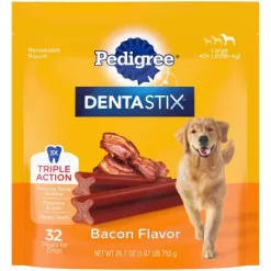 DENTASTIX Bacon Flavor Dental Care Dog Treats For Large Dogs, 32 Ct.