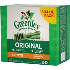 Greenies Original Petite Natural Dog Dental Care Chews Oral Health Dog Treats, 36 Oz. (60 Treats)