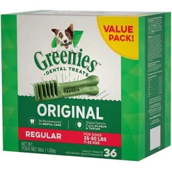 Greenies Original Regular Natural Dog Dental Care Chews Oral Health Dog Treats, 36 Oz. (36 Treats)
