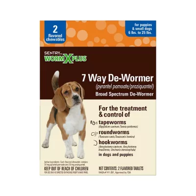 Sentry 7-Way Dewormer Treats For Small Dogs, 2 Ct.