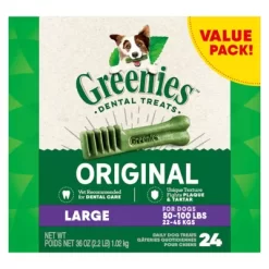 Greenies Original Large Natural Dog Dental Care Chews Oral Health Dog Treats, 36 Oz. (24 Treats)