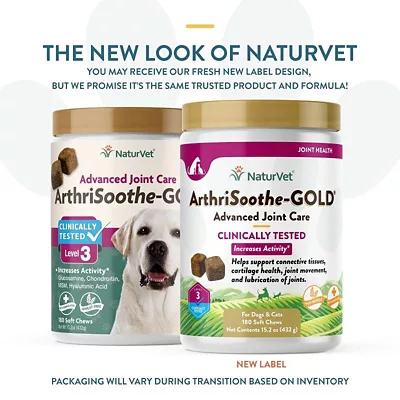 NaturVet ArthriSoothe-GOLD Clinically Tested Advanced Care Soft Chew Hip And Joint Supplement For Dogs And Cats, 180 Ct. - Image 2