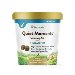 NaturVet Quiet Moments Melatonin Soft Chew Calming Supplement Treats For Dogs, 70 Ct.