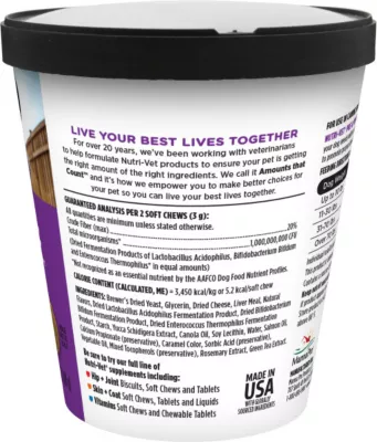 Nutri-Vet Pre And Probiotic Soft Chew Digestive Supplement For Dogs, 7.2 Oz., 120 Ct. - Image 3