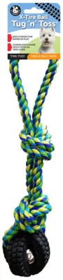 Pet Qwerks Small Jingle X-Tire Ball Tug And Toss Dog Toy