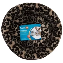 Aspen Pet Animal Print Round Cuddler Pet Bed, 18 In.