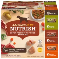 Rachael Ray Nutrish All Life Stages Premium Beef, Chicken And Lamb Chunks Wet Dog Food Variety Pack, 8 Oz. Can, Pack Of 6
