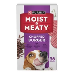Purina Moist & Meaty Adult Chopped Beef Chunks Wet Dog Food, 6 Oz. Pouch, Pack Of 36