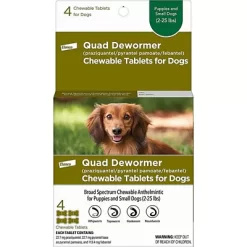 Elanco Quad Dewormer Chewable Tablets For Small Dogs 2-25 Lbs, 22.7 Mg
