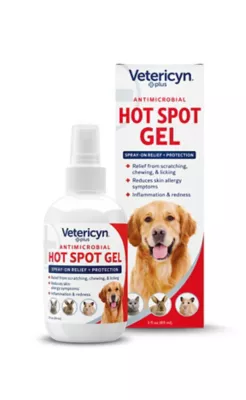 Vetericyn Plus Antimicrobial Hot Spot Gel Spray-On Relief For Dogs And Cats, 3-ounce