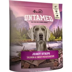 4health Untamed Salmon And Sweet Potato Recipe Jerky Strips Dog Treats, 25 Oz.