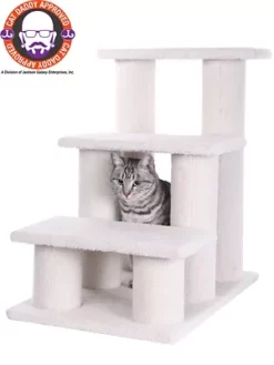 Armarkat 3-Step Pet Step Stairs Ramp For Dogs And Cats, 25 In., White