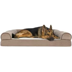 FurHaven Faux Fleece And Chenille Soft Woven Orthopedic Pet Bed