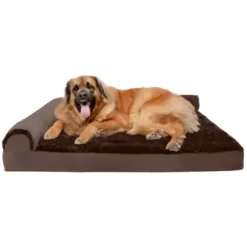 FurHaven Plush And Velvet Deluxe Orthopedic Chaise Lounge Sofa Pet Bed