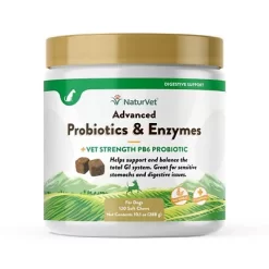 NaturVet Advanced Probiotics And Enzymes Digestive Supplement For Dogs, 2.4 G, 120 Ct.