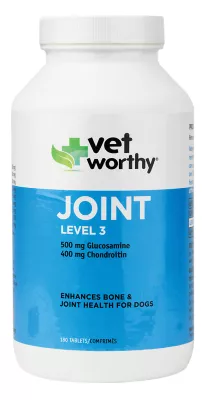Vet Worthy Level 3 Chewable Hip And Joint Supplement Tablets For Dogs, 0.88 Lb., 180 Ct.