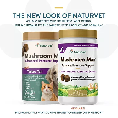 NaturVet Mushroom Max Advanced Immune Support With Turkey Tail Supplement For Dogs And Cats, 120 Ct. - Image 2