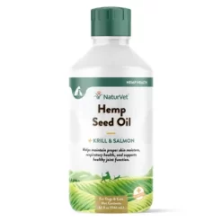 NaturVet Hemp Seed Oil Krill And Salmon Hip And Joint Supplement For Dogs, 32 Oz.