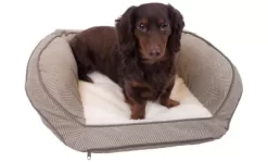 Precious Tails Curved Orthopedic Memory Foam Herringbone Sofa Pet Bed, 2421HBTN-GRY