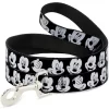 Buckle-Down Mickey Mouse Expressions Dog Leash, 1 In. X 6 Ft., Black/White