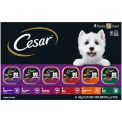 Cesar Classic Loaf Adult Grilled Beef Pate In Sauce Wet Dog Food Variety Pack, 3.5 Oz. Can, Pack Of 36