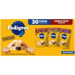 Pedigree Choice Cuts Adult Chicken, Beef, Pasta And Vegetables In Gravy Wet Dog Food Variety Pack, 3.5 Oz. Pouch, Pack Of 30