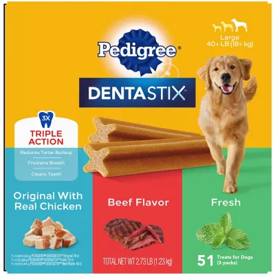 DENTASTIX Large Dog Dental Care Treats Original, Beef & Fresh Variety Pack, 2.73 Lb. (51 Treats)