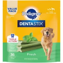 DENTASTIX Dental Dog Treats For Large Dogs Fresh Flavor Dental Bones, 1.94 Lb. Value Pack (36 Treats)