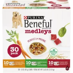 Purina Beneful Adult Tuscan, Romana And Mediterranean Style Chunks Wet Dog Food Variety Pack, 3 Oz. Can, Pack Of 30