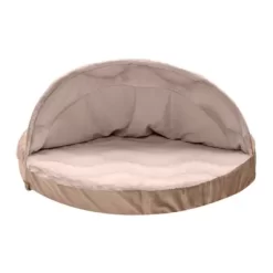FurHaven Wave Fur And Velvet Orthopedic Hooded Snuggery Dog Bed