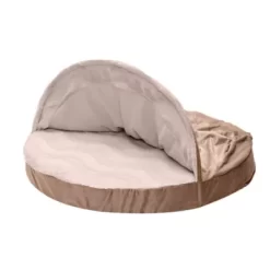 FurHaven Wave Fur And Velvet Memory Foam Hooded Snuggery Cave Dog Bed