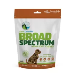 Green Coast Pet Broad-Spectrum Hemp Soft Chews, Peanut Butter, 3.17 Oz.
