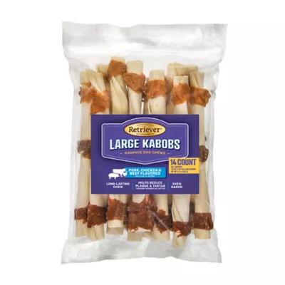 Retriever Large Kabobs Pork, Chicken And Beef Flavor Rawhide Dog Chew Treats, 14 Ct.