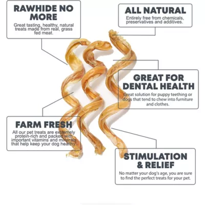 Hotspot Pets 10-12 In. All Natural Curly Premium Bully Stick Dog Chew Treats, 3 Ct. - Image 3