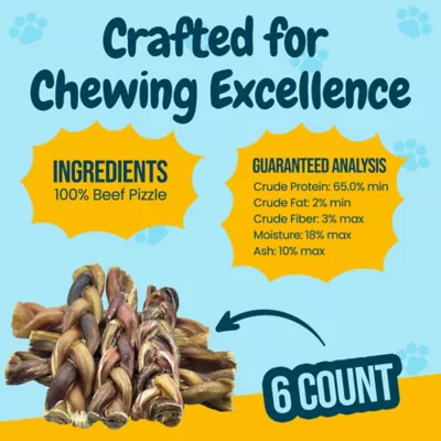 Hotspot Pets 6 In. All Natural Braided Premium Bully Stick Dog Chew Treats, 6 Ct. - Image 4