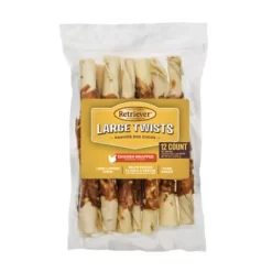 Retriever Large Twists Chicken-Wrapped Rawhide Dog Chew Treats, 12 Ct.