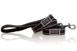 DOOG Lassie Reflective Neoprene 'Clip-It' Hands-Free Dog Lead, Black With Reflective Stripe Leash