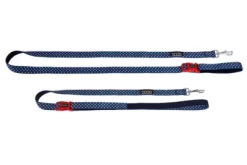DOOG Stella Neoprene 'Clip-It' Hands-Free Dog Lead, Navy With White Spots Leash
