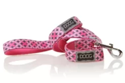 DOOG Toto Neoprene Dog Lead, Pink With Black Stars Leash