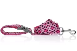 DOOG Toto Neoprene 'Clip-It' Hands-Free Dog Lead, Pink With Black Stars Leash