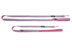 DOOG Luna Neoprene 'Clip-It' Hands-Free Dog Lead, Pink With Blue Tear Drops Leash