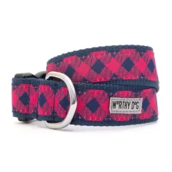 Worthy Dog Adjustable Bias Buffalo Plaid Dog Collar