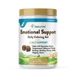 NaturVet Emotional Support Soft Chew Calming Supplement Treats For Dogs, 120 Ct.