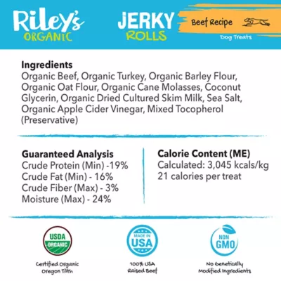Riley's Organics Jerky Rolls Beef Recipe Dog Treats, 5 Oz. - Image 7