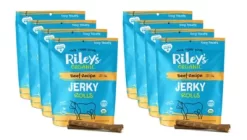 Riley's Organics Jerky Rolls Beef Recipe Dog Treats, 5 Oz., 8-Pack