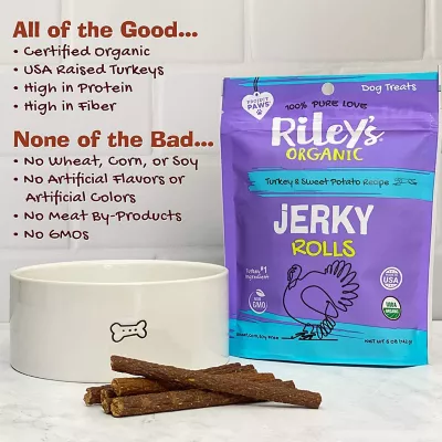 Riley's Organics Jerky Rolls Turkey & Sweet Potato Recipe Dog Treats, 5 Oz., 4-Pack - Image 3