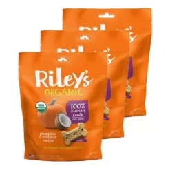Riley's Organics Pumpkin & Coconut Large Bone Dog Treats, 5 Oz., 3-Pack