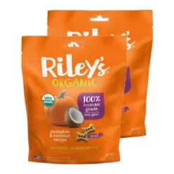 Riley's Organics Pumpkin And Coconut Small Bone Dog Treats, 5 Oz., 2-Pack